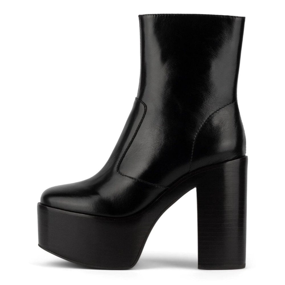 New! Jeffrey Campbell Mexique Platform Bootie Leather Black Size 10 DD353